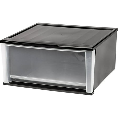 2 Drawer Stacking Cabinet - IRIS 51 Qt. Stacking Storage Drawer, Black Set of 2