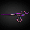 thumbnail image 3 of Swivel 5.5" Saki Kohana Pink Hair Shear Set (Swivel Cutting Shears, Swivel Thinning Shears, Razor, Case) - 440C Steel - For Professional Use, 3 of 6