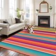 thumbnail image 2 of Mexican Style Area Rugs 8'x10', Washable Small Throw Rugs for Living Room Patio, Colorful Mexico Stripes Orange Purple Indoor Outdoor Rug Non-Slip Low Pile Carpet Runner Reversible Floor Mats, 2 of 8