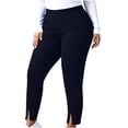 thumbnail image 2 of BRELIL Women's Plus Size High Waisted Stretch Ankle Pants Casual Solid Leggings Trousers Loose Fit Comfortable Yoga Lounge Pants Fall Winter Outfits, Dark Blue 4XL, 2 of 8