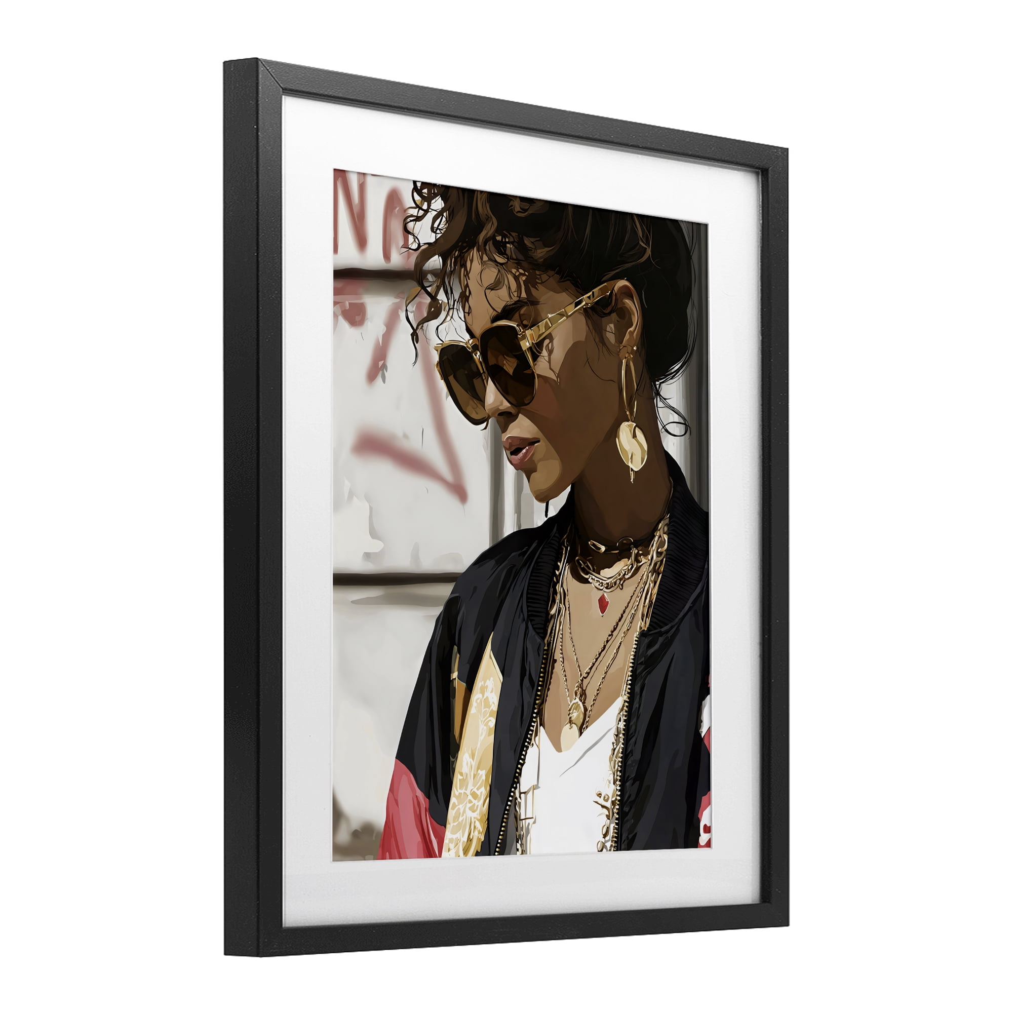 Stupell Industries Woman in Sunglasses With Jewelry Black Framed Print Under Glass, design by Franklyn Gregory