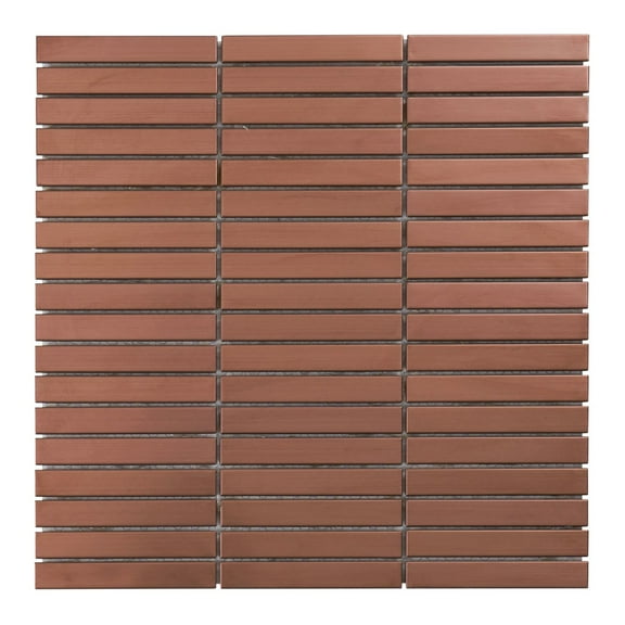 Modket TDH294RG Rose Gold Copper Color Metallic Metal Stacked Mosaic Tile Kitchen Backsplash