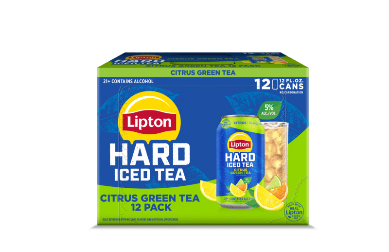 Lipton Hard Iced Tea Citrus Green Tea, 12 Pack, 12 fl oz Cans, 5
