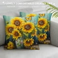 thumbnail image 3 of Creowell Sunflowers Butterfly Pointillism Fashion Style Dirt-Resistant Throw Pillow Covers for Couch Sofa Bed Living Room Bedroom 1PC 20x20in, 3 of 5