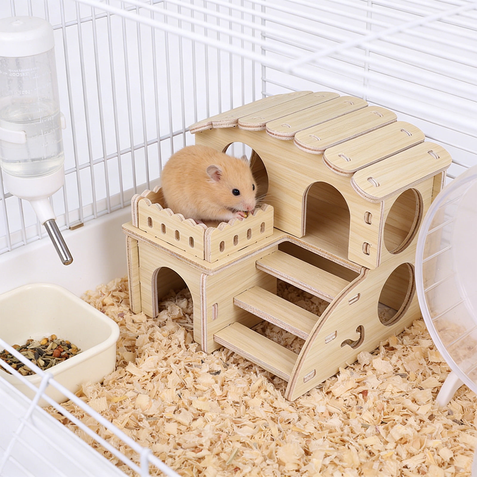 Nebwoak Natural Wood Hamster Hideout, Solid Gerbil Chew Toys & Small Animal Cage Decor, Safe Hide Bed for Gnawing Sleeping