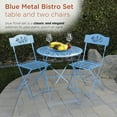 thumbnail image 4 of Alpine Corporation MSY100A-BL Indoor & Outdoor 3-Piece Bistro Set – Folding Table and Chairs, Vibrant Blue Patio Seating Set – Durable Steel Construction - Easy to Store, 4 of 13