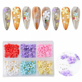 Soft Stamper for Nails Design 3d Nail Rhinestones 3D Flower Nail Charms For  Acrylic Nail 6 Grids 3d Nail Flowers Rhinestone White Pink Blue Cherry