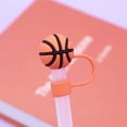 thumbnail image 3 of Silicone Splash-Proof Straw Cover, Reusable Basketball Design for Sports Bottles, 10mm Diameter, Dishwasher Safe, 3 of 9