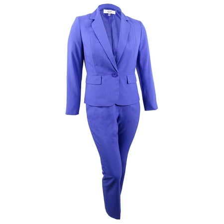 Le Suit Women's One-Button Pantsuit (4, Marino Blue)