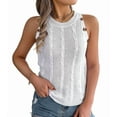 thumbnail image 3 of Womens Summer Knit Sweater Tank Tops Round Neck Crochet Hollow Out Sleeveless Casual Crop Shirt, 3 of 9
