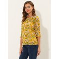 thumbnail image 3 of INSPIRE CHIC Women's Floral Print Chiffon Ruffle 3/4 Sleeve Flowy Blouse 4 S, 3 of 5