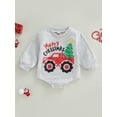 thumbnail image 2 of BABAMOON Newborn Baby Girl Boy Christmas Romper Car Christmas Tree/Santa/Letter Print Long Sleeve Jumpsuit Bodysuit, 2 of 9