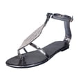 thumbnail image 1 of Leutsin Women Summer Sandals Flat Open Toe Rhinestone Comfy Casual Beach Shoes, 1 of 8