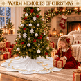 thumbnail image 5 of Lomyolo 48Inch Christmas Tree Skirt - Luxury Velvet with Sparkling Gold Lace Trim, Scalloped Edge Xmas Tree Skirt for Merry Christmas Party Gift Holiday Home Decor - White, 5 of 8