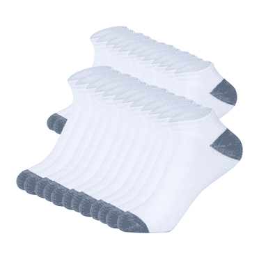 AUQ 12Pcs Ankle Socks,Comfortable Men Socks Multipack,Moisture-Wicking Breathable Crew Socks,White