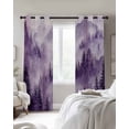 thumbnail image 2 of Purple Mountain Black Out Curtains 63 Inch Long, Room Darkening Draperies Curtains Panels, Misty Forest Nature Woodland Pine Tree Landscape Thermal Curtain for Bedroom Living Room 52"x63" 2 Panels, 2 of 8