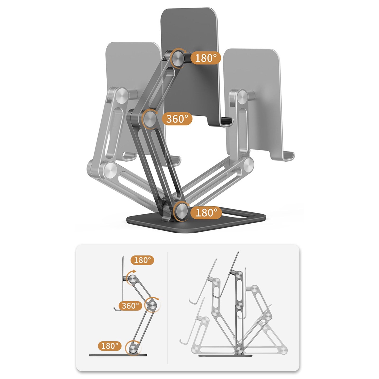 Adjustable Cell Phone Stand for Desk Foldable Multi-axis Phone Holder Non Slip Cradle Dock for 5-14'' Smartphones Tablet