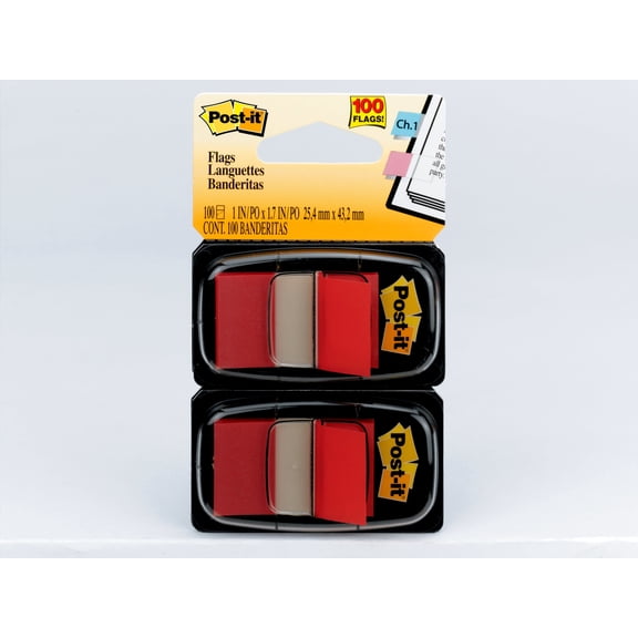Post-it Flags 680-RD2, 1 in. x 1.7 in. (2.54 cm x 4.31 cm) Red, 2-pk