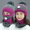 thumbnail image 2 of YATLTE Winter Scarf Mask Set for Women, Fleece Lined Womens Beanie Knit Hat with Brim, Thickened Woolen Cap with Warm Mask and Neck Scarf, 2 of 2