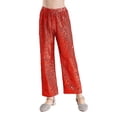 thumbnail image 3 of Lejafay Kids Girls Sparkly Sequins Dance Pants Elastic Waist Bottoms Trousers Hip Hop Jazz Disco Dancewear Red 6, 3 of 7