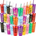 thumbnail image 1 of Uiifan 30 Vasos Motivacionales de Plástico Coloridos de 710 ml, 1 of 7