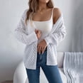 thumbnail image 6 of Ediodpoh Cardigan for Women Winter Long Sleeve V Neck Crochet Kimonos Loose Open Front Hollow Out Cover Ups White_002 L, 6 of 6