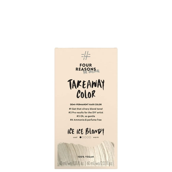 Four Reasons Original Takeaway Color - Ice Ice Blondy - 10.01 Bright Ash Blonde - Demi-Permanent Hair Color - Ammonia-Free and Fragrance-Free Hair Dye - 100% Vegan & Cruelty Free