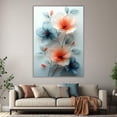 thumbnail image 6 of Mudket Teal and Coral Floral Canvas Wall Art, Framed Ready to Hang, Watercolor Flower Print for Living Room Office, Modern Wall Decor - 12"L x 8"W, 6 of 10