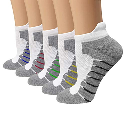 Best For Athletic &Travel 5 Pairs Copper Compression Ankle Socks Women & Men Sport Plantar Fasciitis Arch Support