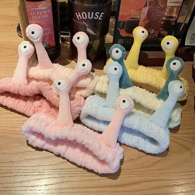 Cinturón de pelo con forma de caracol de dibujos animados, bonito cinturón para lavarse la cara, divertido accesorio de peluche para el pelo para niña, tocado a presión