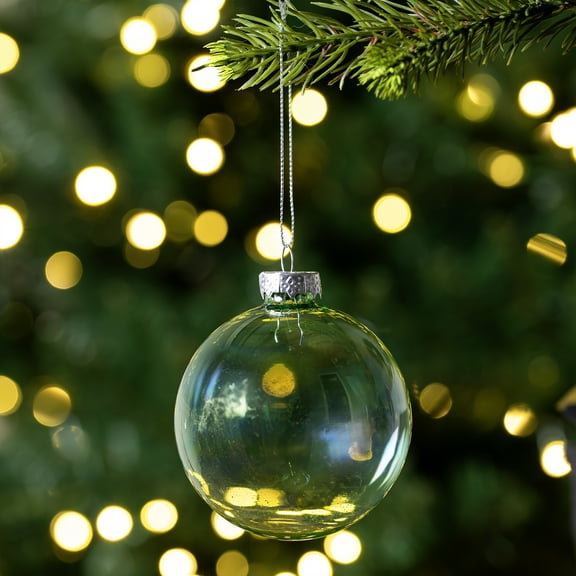 Northlight Iridescent Glass Christmas Ball Ornaments - 3.25" (80mm) - Transparent Green - 4ct