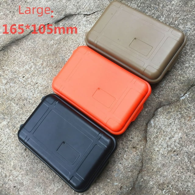 Weatherproof Outdoor Survival Storage Box - Durable Plastic EDC Container with Large Capacity, Compact Design for Camping/Hiking, Versatile SOS & First Aid Kit Organizer (Medium, Orange)