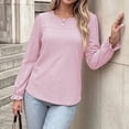 thumbnail image 2 of Cilsoka Womens Long Sleeve Shirts Fall 2026 Crew Neck Dressy Casual Blouses Eyelet Tunic Tops Fashion Outfits Clothes, 2 of 5
