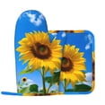 thumbnail image 2 of Honeii Blue Sky Sunflower patten Oven Mitts and Pot Holders Sets, Baker Oven Mitts, Mittens for Kitchen Decor, Baking Lover over Gloves Gifts, 2 of 7