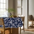 thumbnail image 3 of Christmas Tablecloth 60×60 Inch Round, Blue Snow Washable Table Cover for Party Picnic Dinner Decor, 3 of 6