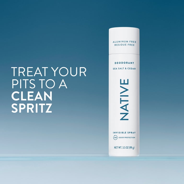 Native Sea Salt Cedar Deodorant Spray 3.5oz, 72-Hour Odor