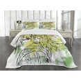 thumbnail image 3 of Ambesonne Rasta Quilted Bedspread Set 3 Pcs, Sketchy Lion Head Digital, Queen Size, Burgundy Yellow, 3 of 5