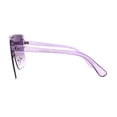 thumbnail image 3 of Colorful Flat Top Half Rim Large Shield 80s Plastic Sunglasses Purple, 3 of 4