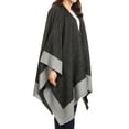 thumbnail image 6 of Sakkas Nila Women's Reversible Open Front Large Poncho Shawl Wrap Scarf Cape Ruana - Black - One Size Regular, 6 of 7