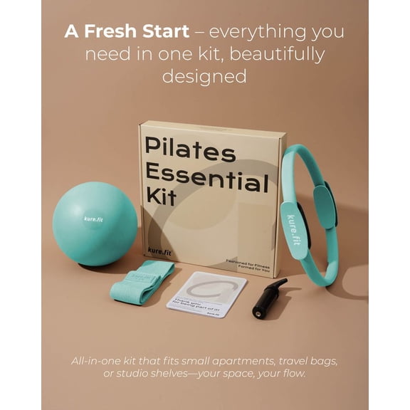 Home Pilates Essentials Kit for Women, Pilates Ring, Mini Ball and Booty Band Starter Set with Workout Guide, Gift Box Included