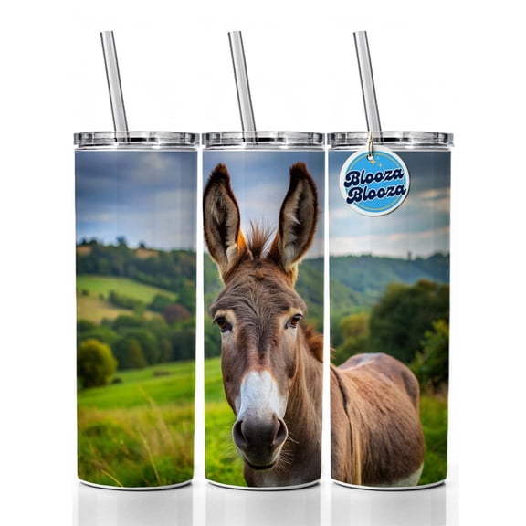 Donkey 20oz Insulated Water Bottle Skinny Tumbler Includes Straw