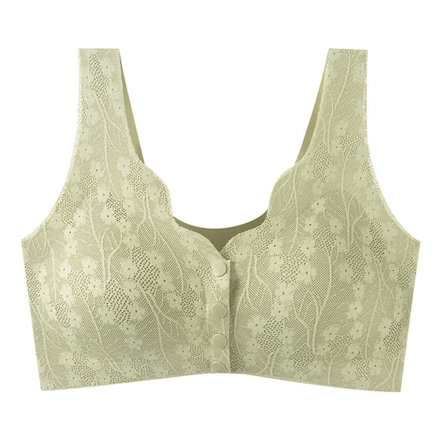 Women's Front Open Button Oversized Gathered Anti Sagging Bra With Comfortable And Traceless Upper Support