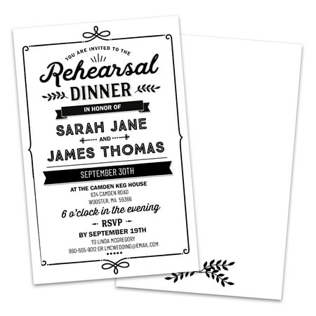 Black and White Text Personalized Rehearsal Dinner
