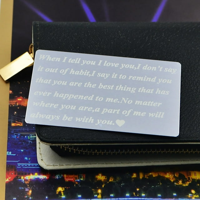 Tarjeta personalizada de cartera de acero inoxidable para su marido - Regalo de San Valentín de aniversario para él, su esposa o su novia