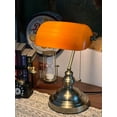 thumbnail image 6 of FIRVRE Bankers Desk Lamp with Pull Chain Switch, Amber Glass Shade Desk Lamps, Bronze Base,Vintage Library Lamp for Home Office, Study Room,Piano, 6 of 14