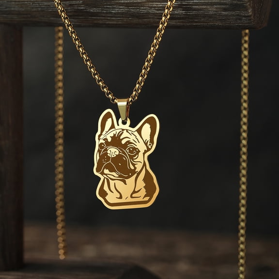 French Bulldog Cute Animal Pendant Necklace For Women Vintage Jewelry Lovely Stainless Steel Necklaces