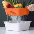 thumbnail image 6 of PuSpu 21x19.5x7cm Orange Plastic Kitchen Drainer Basket 1Pcs Food-Safe Space-Saving Organizer for Vegetables Pasta Prep Home, 6 of 7