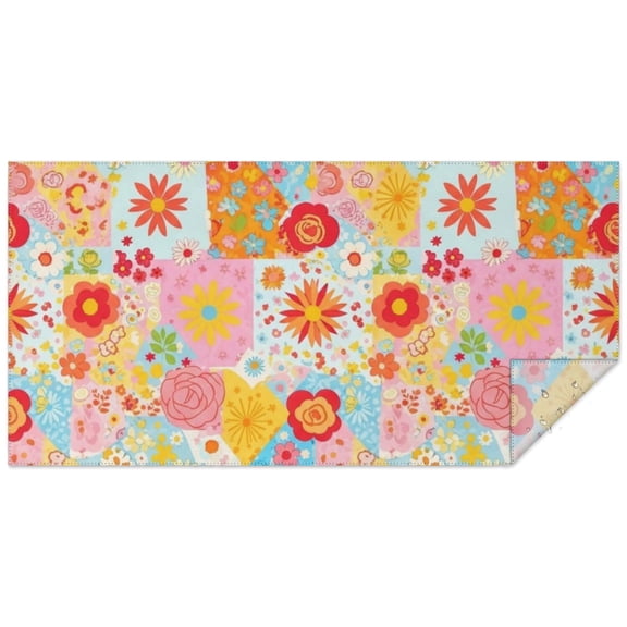 Pioneer Flower Floral Print Pattern Rectangle Tablecloth 60"x120", Waterproof Polyester Table Cloth, Wipeable Spillproof for Dining Camping Indoor Outdoor