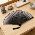 thumbnail image 6 of EDhome Portable Silk Cloth Folding Fan, Sturdy Bamboo Frame Antique Style Fan with Tassel, Unique Gifts Decorative Hand Fan for Stage Wedding Home Use, A, 6 of 6
