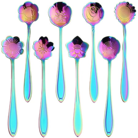 

8pcs Wine Stirrer Plated Flower Shape Stainless Stirring Bar Mixing Spoon